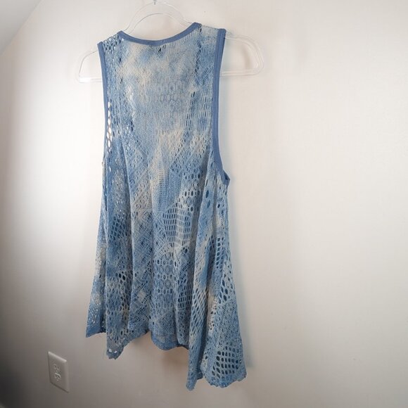 Lily by Firmiana Pastel Blue Knit Lagenlook Sleeveless Sweater Lagenlook Medium - Picture 9 of 10